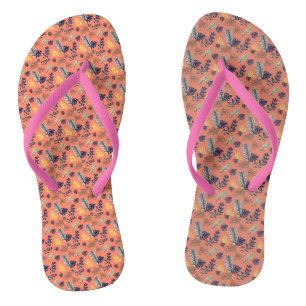 Modern Leaf Pattern Flip Flops