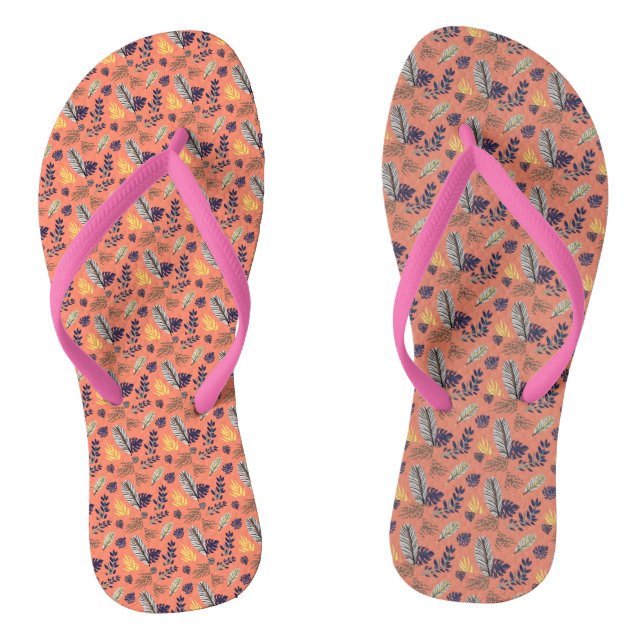 Modern Leaf Pattern Flip Flops (Footbed)