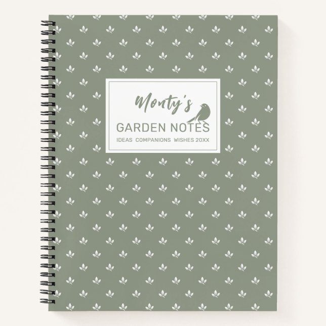 Modern Leaf Pattern Gardening | Custom Notebook (Front)
