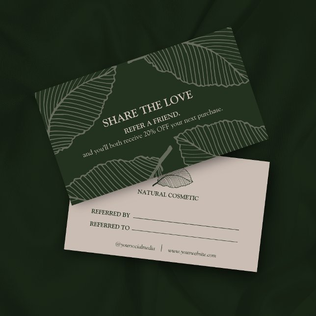 Modern Leaf Pattern Logo Business Referral Card (Creator Uploaded)