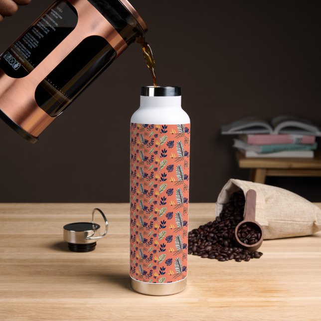 Modern Leaf Pattern  Water Bottle (Coffee)
