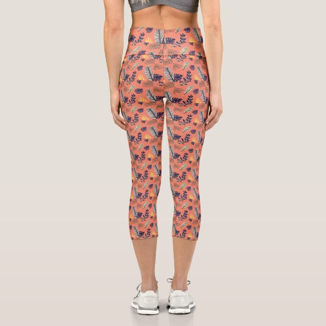 Modern Leaf Pattern Women Leggings (Back)