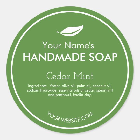 Modern Leaf Personalised Soap Labels Round Colour | Zazzle.co.uk