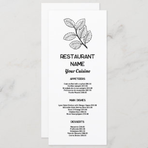 Modern Leaf, Restaurant Slimline Menu
