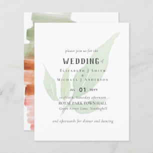 Modern Leaf Watercolor WEDDING Invitation
