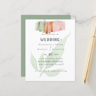 Modern Leaf Watercolor WEDDING Invitation