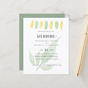 Modern Leaf Watercolor WEDDING Invitation