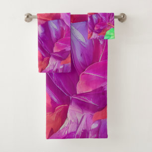 Modern Leafy Design Pattern Bath Towel Set