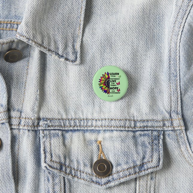 Modern Learn From Yesterday Quotes Sunflower Name 3 Cm Round Badge (Creator Uploaded)