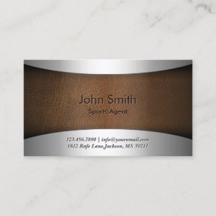 Modern Leather Sports Agent Business Card