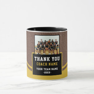 Modern Leather Team Name Photo Coach Thank you Mug