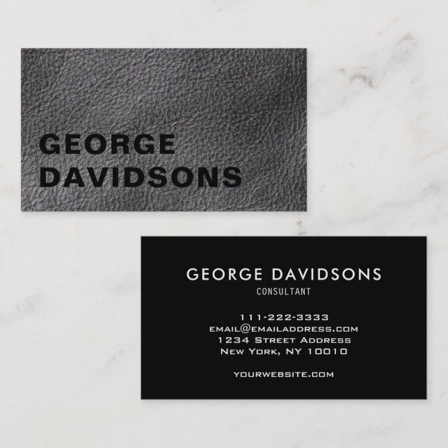 Modern leather texture look black professional business card (Front/Back)