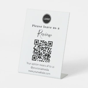Modern Leave us a review QR code Pedestal Sign