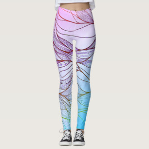 Modern leaves and flower design leggings
