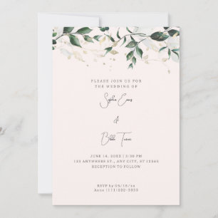 Modern Leaves and Vines Cream Coloured Wedding Invitation