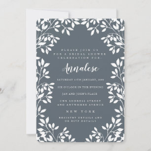 Modern Leaves Border Bridal Shower Invite