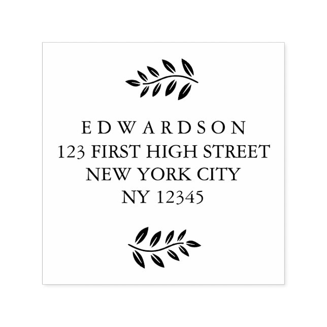 Modern leaves branche custom Return Address Stamp (Design)