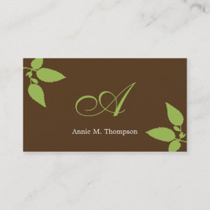 Modern Leaves Business Cards - Cocoa/Green