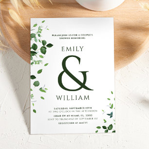 Modern Leaves Couples Shower Invitation