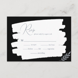 Modern Leaves Minimalist Frame Black RSVP Card