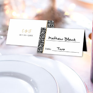 Modern Leaves Pattern Border Place Card