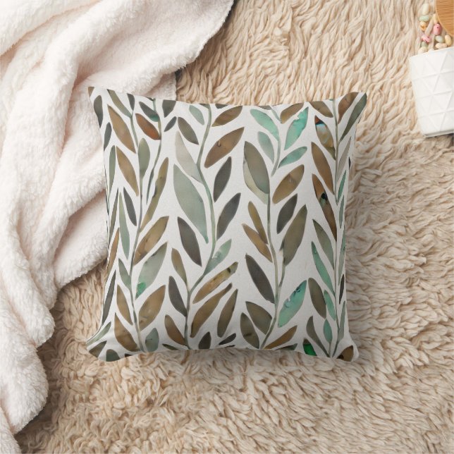 Modern Leaves pattern watercolor Cushion (Blanket)