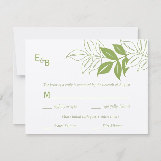 Modern Leaves RSVP Card - Celery (Front)