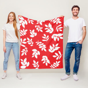 Modern Leaves With Customisable Background Colours Fleece Blanket