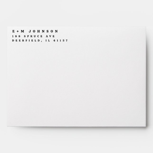 Modern Left Aligned Return Address Pre Printed Envelope (Front)