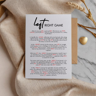Modern Left Right Bridal Shower Game Card