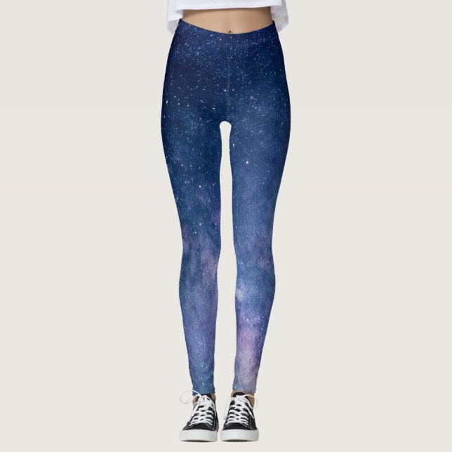 Modern Leggings | Blue universe, cosmos, stars (Front)