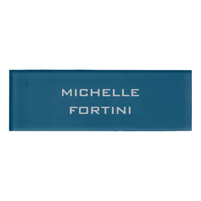 Modern Legible Name Plain Ocean Blue Tag (Front)