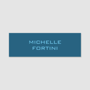 Modern Legible Name Plain Ocean & Sky Blue Tag
