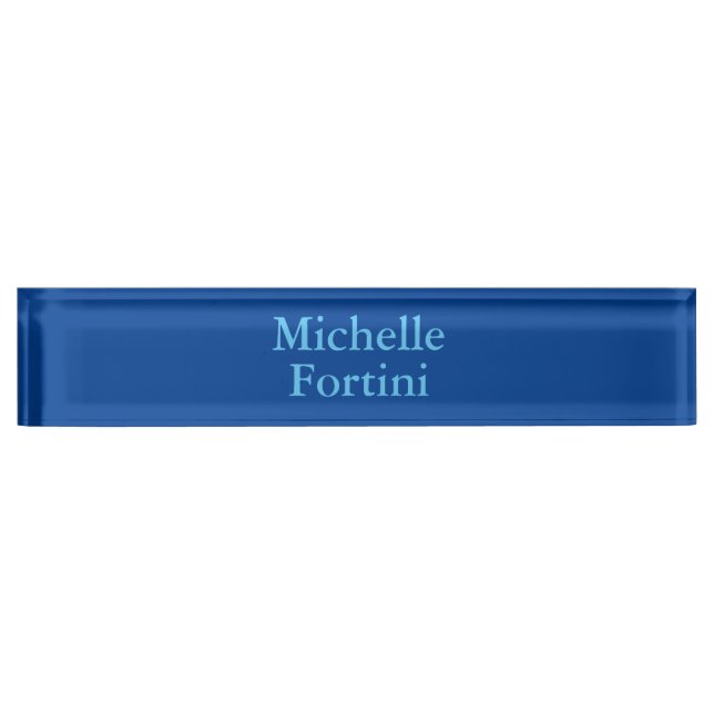Modern Legible Name Plain Sky & Deep Blue Nameplate (Front)