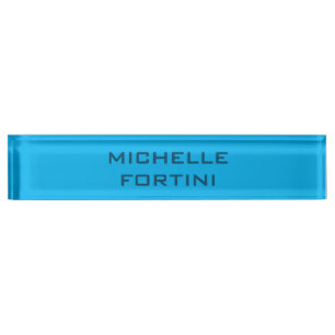 Modern Legible Name Plain Sky& Ocean Blue Nameplate