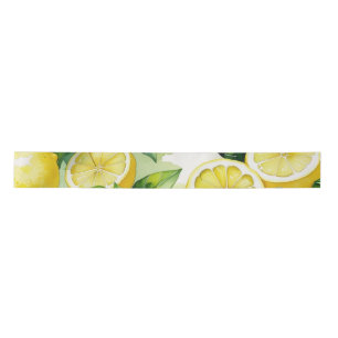 Modern lemon blue floral script bridal shower satin ribbon