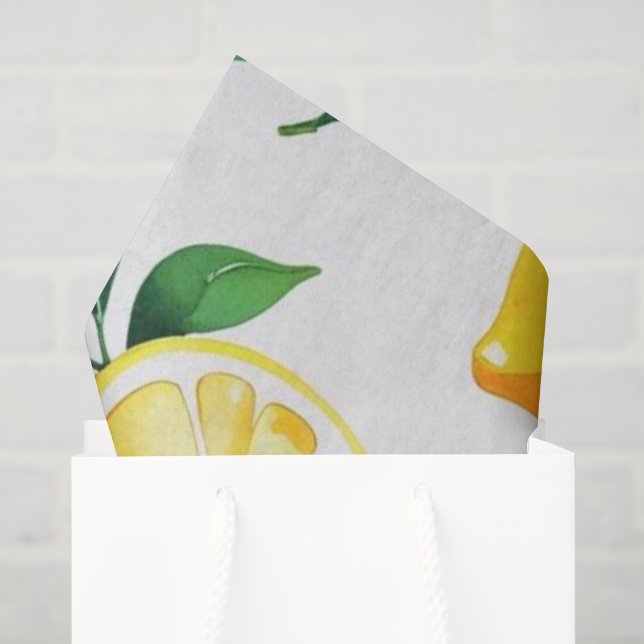 Modern lemon blue floral script bridal shower tissue paper (Gift Bag)
