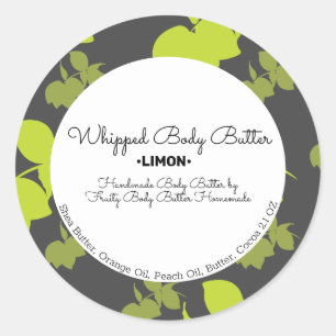 Modern Lemon Body Butter Bath Branding Packaging Classic Round Sticker