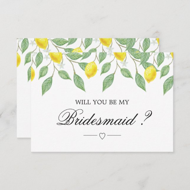 Modern Lemon Boho Summer Bridesmaid Invitation (Front/Back)