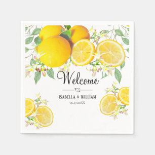Modern Lemon Boho Summer Wedding Napkin