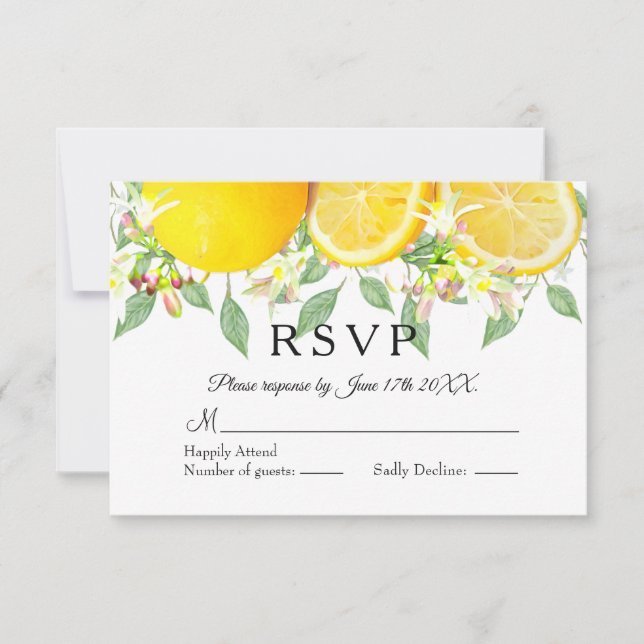 Modern Lemon Boho Summer Wedding RSVP (Front)
