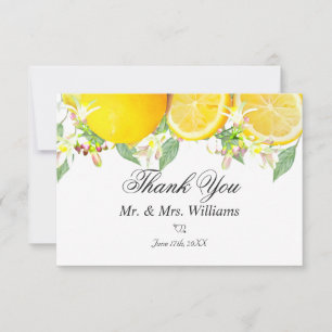 Modern Lemon Boho Summer Wedding Thank You Card