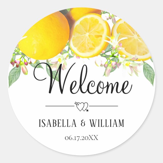 Modern Lemon Boho Summer Wedding Thank You Classic Round Sticker (Front)
