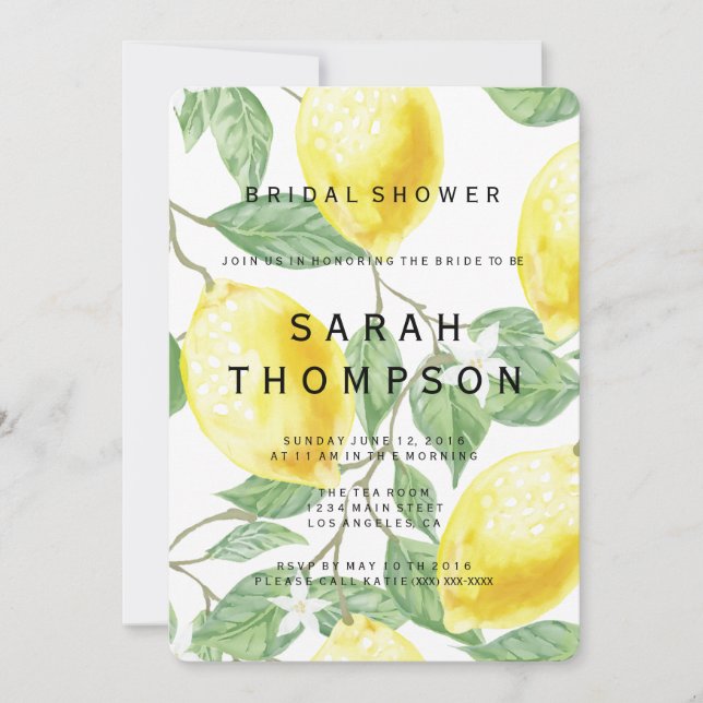 Modern Lemon Bridal Shower Invitation (Front)