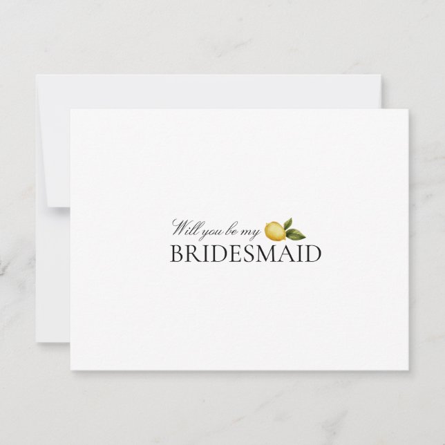 Modern Lemon Bridesmaid Proposal Card  (Front)