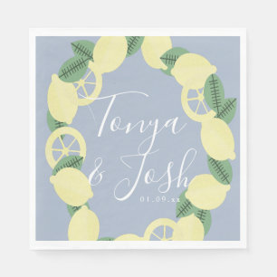 Modern Lemon Bunch Boho Vintage Couples Wedding Napkin
