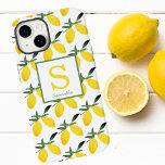 Modern Lemon Citrus Monogram Name Case-Mate iPhone 14 Case<br><div class="desc">Modern lemon citrus iPhone case with monogram and name. Cute fun lemon citrus pattern. Easy to change the monogram and name.</div>