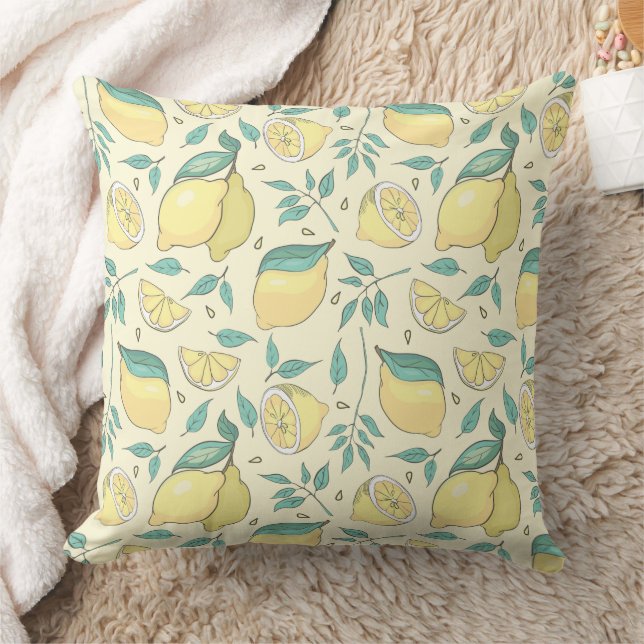 Modern Lemon Citrus Summer yellow Personalised     Cushion (Blanket)
