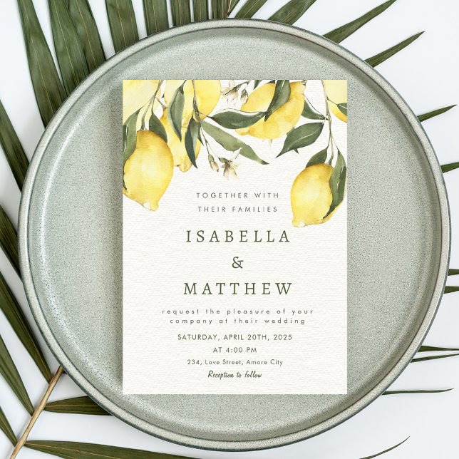 Modern Lemon Elegant Mediterranean Wedding Invitation (Modern Lemon Elegant Mediterranean Wedding Invitation)