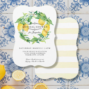 Modern Lemon Floral Citrus Bracket Bridal Shower Invitation